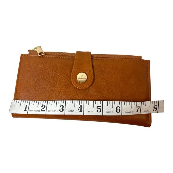 Sunpour Vintage Brown Faux Leather RFID Wallet Double Zip 24 Card Slots - Picture 4 of 9